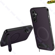 S24 Ultra Carbon Fiber Magnetic Case for Samsung Galaxy S24 Plus With Bracket Shockproof Protective 