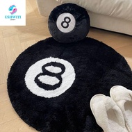MLINX 8 Ball Rug, Plush Anti-slip 8 Ball Carpet, Creative Round Black Soft 8 Ball Mat Hoom Decor