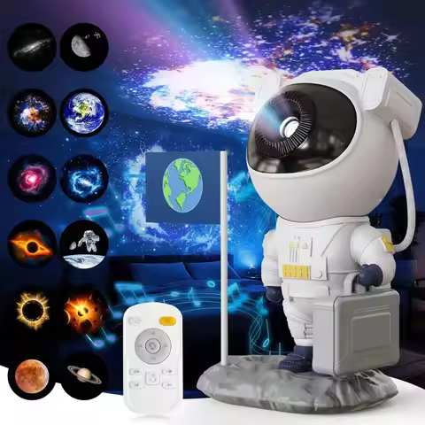 Astronaut Galaxy Projector,Star Projector with 12 Space Films,Galaxy Projector for Bedroom Standing