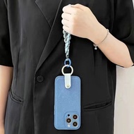 กระเป๋าใส่โทรศัพท์ลูกช้างสีฟ้าน่ารักสำหรับ iPhone15promax Blue Braided Rope Case สำหรับ iPhone14Promax Blue Leather Zero กระเป๋าสตางค์กระเป๋าสตางค์สำหรับ iPhone13Pro Khaki เอียงช่วง Case สำหรับ iPhone12/11