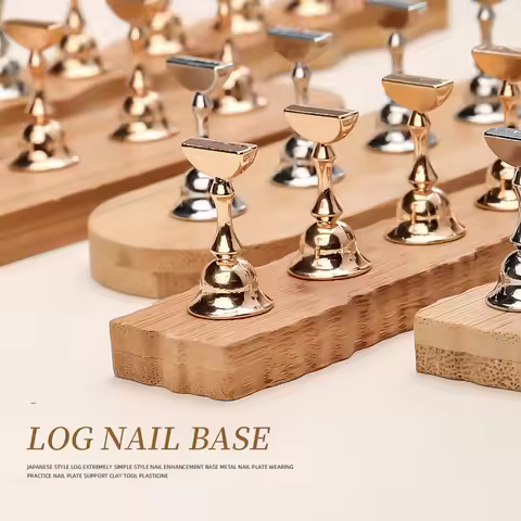 KANU Removable Gold And Silver Colors Single Row Chess Wooden Base Magnetic Nail Showing Display Bas