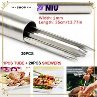 NIU 20pcs Metal BBQ Skewers Flat Reusable Kabob BBQ Sticks