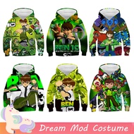 Anime Ben 10 Long Sleeve Printed Hoodie For Kids Boys Girls Unisex Hoodies Halloween Cosplay Costume Tops Casual Streetwear