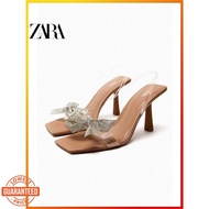 FA4 ZARA Summer New Women's Shoes Natural Bow High Heel Sandals 2315110 111