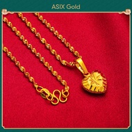 ASIX GOLD สร้อยคอทองคำแท้ สร้อยคอจี้ จี้ทองแท้ สร้อยคอผู้หญิง ทอง 24K ไม่ดำ ไม่ลอก จี้หัวใจ ปกป้องความรัก ของขวัญวันวาเลนไทน์