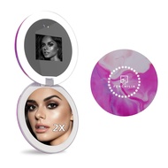 FENCHILIN Compact Mirror with UV Camera, Lighted Makeup Mirror to Check Facial Sunscreen, 2X Magnifi