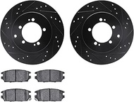 Dynamic Friction Company Rear Brake Rotors-Drilled and Slotted-Black with 5000 Advanced Brake Pads 8