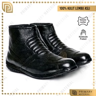 KASUT KULIT Rider / Traffic MOTOR JAHIT TAPAK BOOTS MID CUT LEATHER 5010tbr trafik kulit 100%