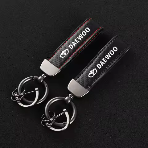 Leather car keychain Horseshoe Buckle Jewelry for Daewoo Badge Winstom Espero Nexia Matiz Lanos Acce