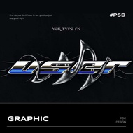 3D DESIGN | ✨ Y2K Aesthetic Chrome Font Logo Mockup Template – Photoshop