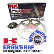 RK Sprocket Set Kawasaki ER6N ER6F RK 520 ZXW W-Ring Blue / Gold Chain Silent Sprocket F14-16T R42/4