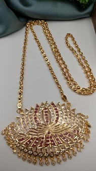 indian gold plated paruppu chain with big pendant (not916) 30” inch