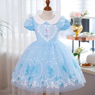 New Girls Clothes Summer Frozen Elsa Princess Dresses Flying Sleeve Kids Dress Party Baby Dresses for Children Clothing
