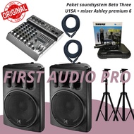 Paket 4 soundsystem Beta Three U15A + mixer Ashley premium 6 original