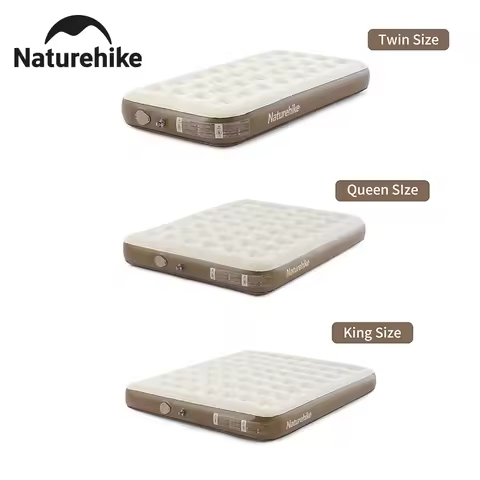 Naturehike Queen Twin King Air Mattress with Built-in Pump Home Air Bed Sleeping Pad 1/2/3 Person Ca