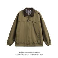 Cleanfit Detroit Jacket แจ็คเก็ตทำงานสไตล์ย้อนยุคสำหรับผู้ชาย ทรงหลวม สไตล์สตรีท คอปกพับ แจ็คเก็ตฤดู