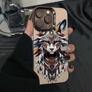 Tribe Cat Suitable for Apple 16Promax Phone Case iPhone15Pro Ethnic Style 17Pro Unique 14 New