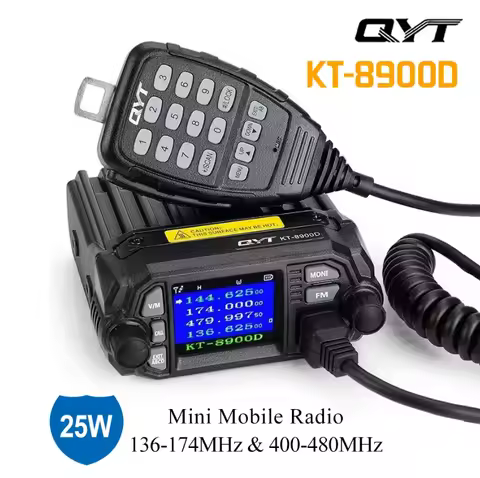 QYT KT-8900D Mini Mobile Radio Dual Band 136-174MHz & 400-480MHz 25W Walkie Talkie KT8900 Transceive