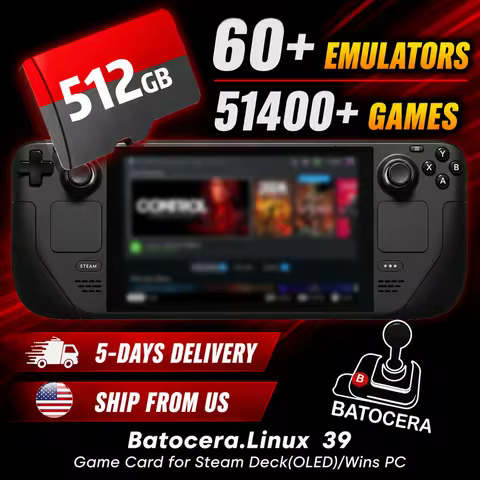 Latest Batocera 39 OS 512GB Game TF Card for Steam Deck/Windows PC/Win600 Retro Game Console with 51