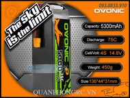 Pin Ovonic 5300mAh 4S 75C 14.8V XT60 Plug dành cho máy bay điều khiển