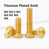 1pcs M2-M5 Plating Titanium Half Round Head Hexagon Socket Screw Round Head Screw Mushroom Head Scre
