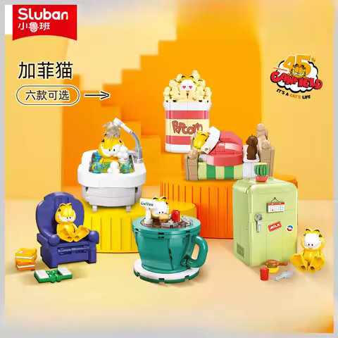 Sluban New Gaffey cat building blocks street view fashion toys tabletop decoration