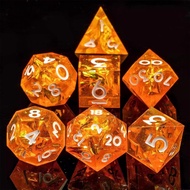 DND Dice Set Resin Sharp Edge Dice Set Handmade 7pcs Polyhedral Dice Set DND RPG MTG Role Playing Ga