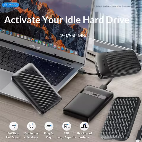 ORICO 2577 2020 2520 2521 2.5-inch SATA Hard Drive Enclosure 6Gbps 6TB 550 MB/s Shockproof External 