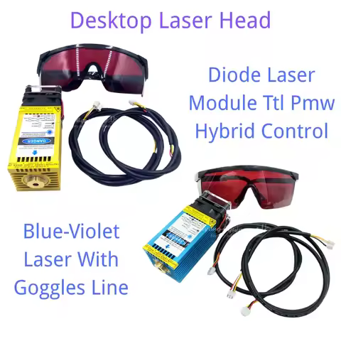 Desktop Laser Head 0.5w/2.5w/3.5w/5.5w/7w/10w/15w Diode Laser Module Ttl Pmw Hybrid Control Blue-Vio