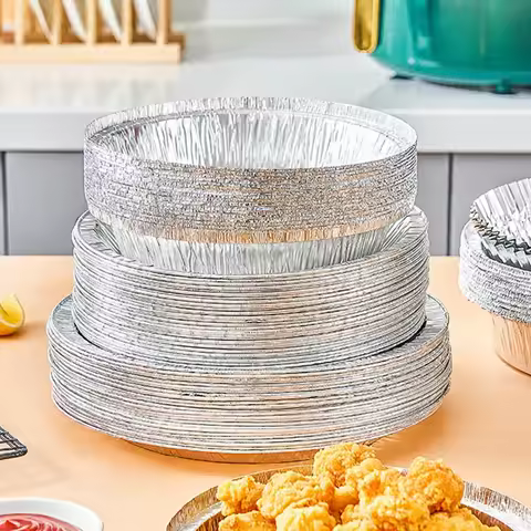 10pcs Aluminium Foil Trays Air Fryer-Specific Foil Trays Food-Grade Household Foil Bowls Disposable 