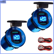 LKJYBG 2Pcs Car Charger Socket 12V USB Outlet Dual PD3.0 PD Multi Ports Charger Outlet With Voltmeter Power Switch