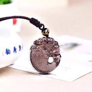 Arowana Double-Sided Fish Double-Sided Pendant Ice Crystal Natural Carving Arowana Longmen Ice Obsid