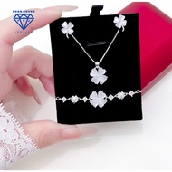 Women's 4-leaf clover silver necklace, 925 silver four-leaf clover earrings bracelet PHAN HUYNH JEWE