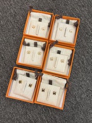 門市現貨～Hermes mini pop H耳釘 白金/白玫瑰金/黑金/黑玫瑰金/奶茶金/奶茶玫瑰金/粉金