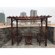 Outdoor Terrace Wood Wooden Rack Garden Traditional Backyard Patio Roof Furniture Rak Gazebo Decorat
