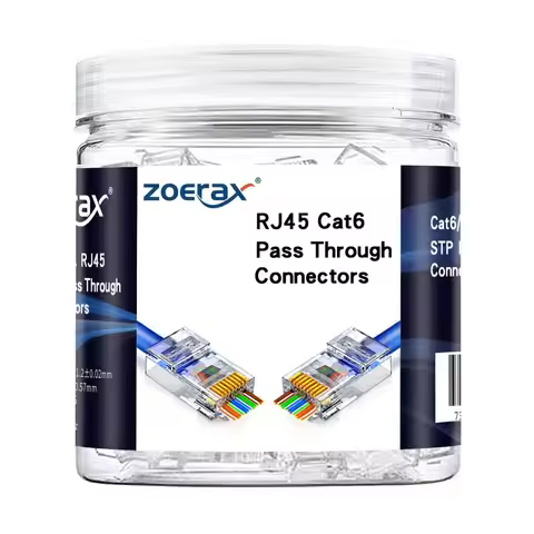 ZoeRax 100-Pack RJ45 Cat6 Pass Through Connector RJ45 Modular Plugs for Solid or Stranded FTP Ethern