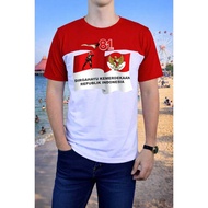 KATUN MERAH 28S COTTON T-SHIRT/ red and white short-sleeved t-shirt 81th Anniversary t-shirt 17 Augu