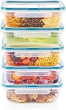 Snapware Total Solution 10-Pc Plastic Food Storage Container Set, 8.5-Cup Rectangle Meal Prep Container, Non-Toxic, BPA-Free Lids with 4 Locking Tabs, Microwave, Dishwasher, and Freezer Safe