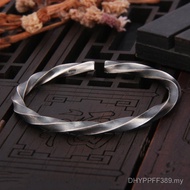 Silver Jewelry Sterling Silver Men Bracelet Men Open Trendy Women S999 Unique Distressed Solid Retro