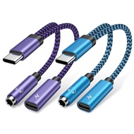 2 Pack Headphone Adapter to USB C 60W Super Fast Samsung Charger Cable for Galaxy S24 A14 5G A54 A13