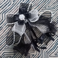 Luxury black pearl chiffon lightstick bow - ENHYPEN BTS EXO BIGBANG SKZ PLAVE TEMPEST TXT group ligh