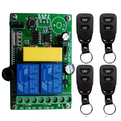 433 MHz Wireless Remote Control Light Switch 10A Relay Output Radio AC 220V 2CH 2 CH Receiver Module
