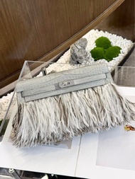 Hermes Kelly elan银扣 羽毛
