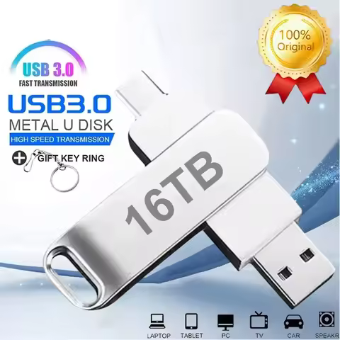 16TB Flash Drive USB 3.2 High Speed 2TB USB Transfer Type-C 2-In-1 8TB OTG Pendrive Waterproof Flash
