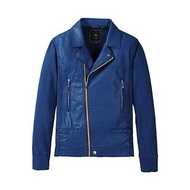 中古 Undercover X Uniqlo Faux Leather Biker Jacket 藍色 拼接 皮褸 外套 gu uu under cover