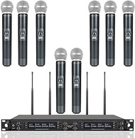 Phenyx Pro Wireless Microphone System, Eight-Channel Wireless Mic, w/ 8 Handheld Dynamic Microphones, Auto Scan,8x40 Adjustable UHF Channels, 328ft, Microphone for Singing,Church, Karaoke(PTU-6000A)