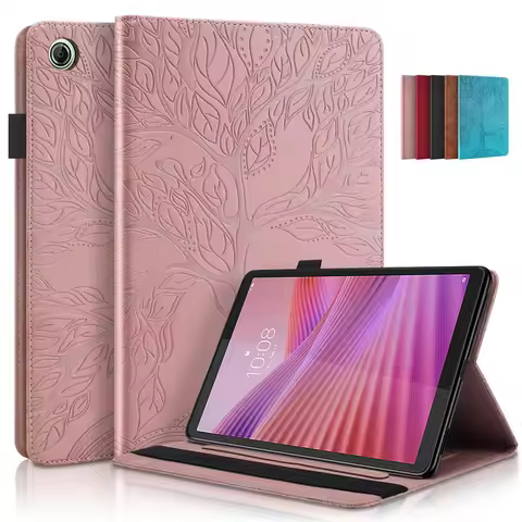 Coque For Lenovo Tab One Case 8.7 inch Embossed Tree PU Leather Wallet Flip Cover For Funda Lenovo T