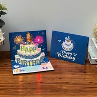 Three-Dimensional Birthday Greeting Card 3d Blowing Candle Fireworks Music diy High-Value Holiday Ex