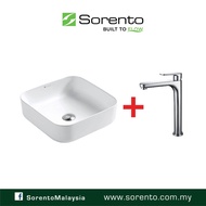 Sorento Bathroom Ceramic Material Counter Top Basin SRTWB1421 + SHigh Basin Pillar Tap/Water Tap SRT