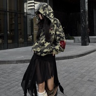 Haven Studio full camo hoodie boxy form hoodie with ruffled embroidery full camo camouflage in thick